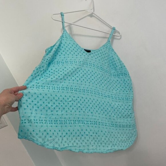 TORRID 2 Plus Size Sophie Eyelet Swing Cami Aqua Blue Sleeveless Tank Blouse 2X - Picture 9 of 16